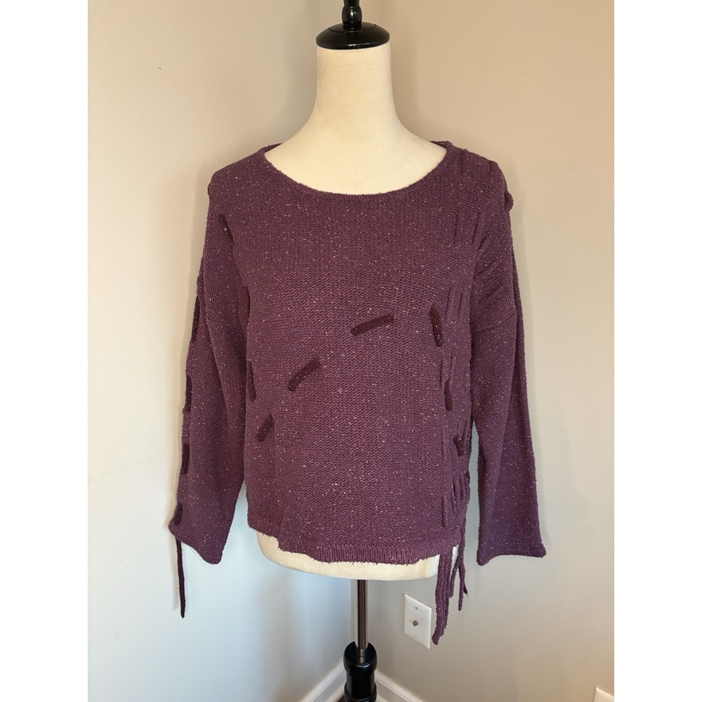 NWT Jacques Ruc Silk Blend Knit Sweater Top Medium M Plum Maroon Lagenlook Artsy